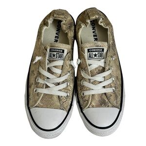Converse All Star Snake-Print Low Top Elastic Back Sneakers - Beige, White